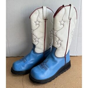 Women's John Fluevog US Sz 5 Blue White Red Rodeo Star Boots